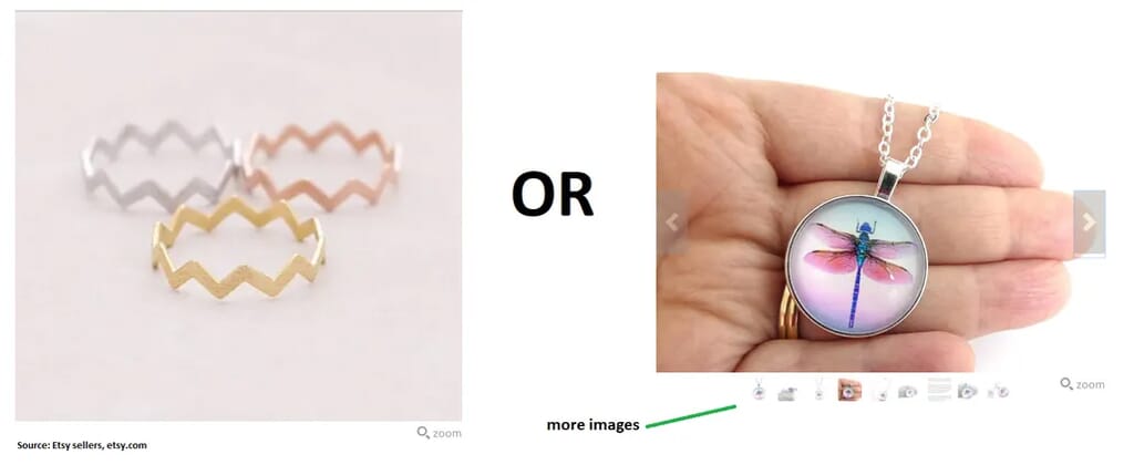 How to photograph jewelry for Etsy - use all frames