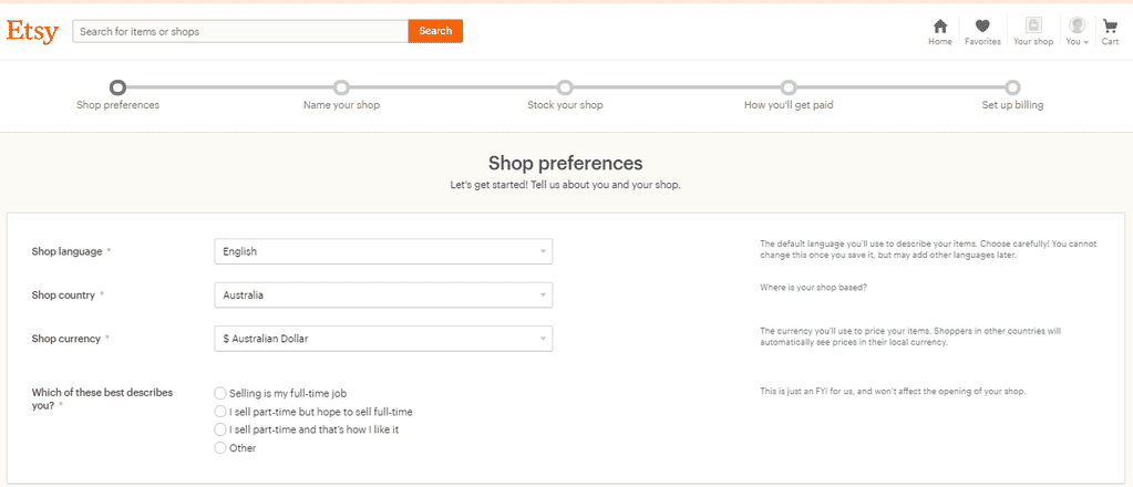 How to Sell Jewelry on Etsy - registration steps