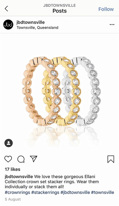 Jewelry product photography instagram
