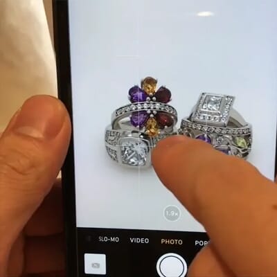 jewelry photography setup tutorial - zoom in and tap to focus
