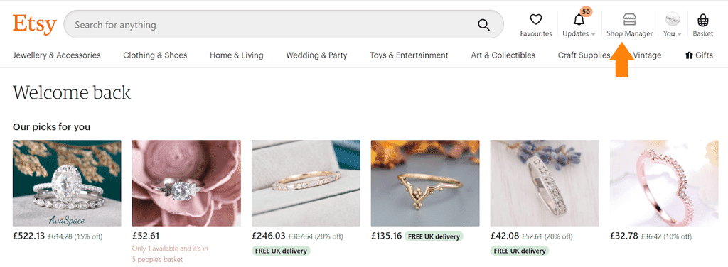 Step 1 Log in to your Etsy account and go to Shop Manager